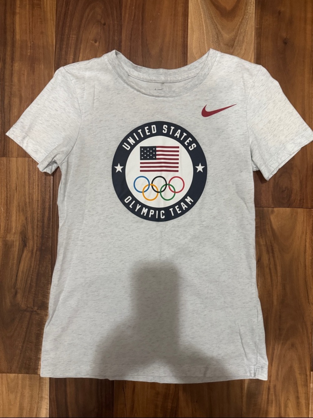 Nike Gray Olympic Team Tee with Navy and Red Accents